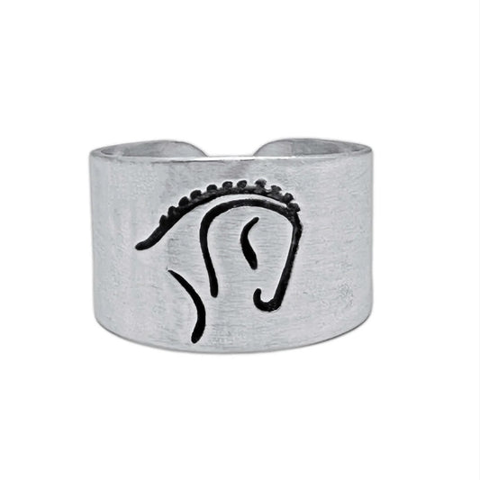 Daphne Lorna Handmade White Horse Adjustable Ring