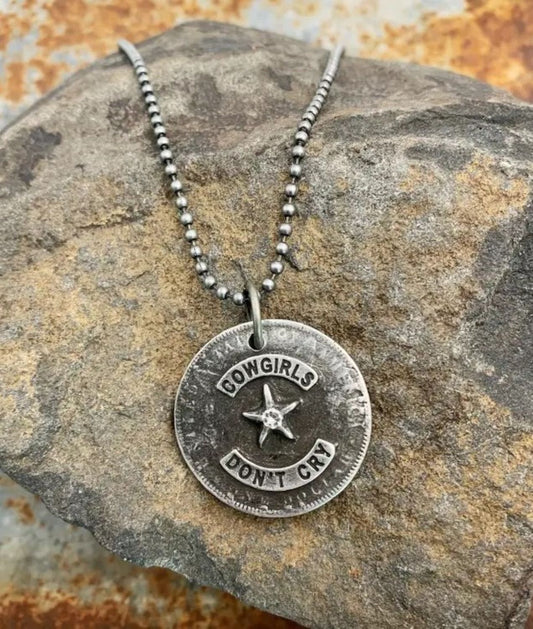 Buffalo Cowgirls Don’t Cry Pewter Pendant Necklace