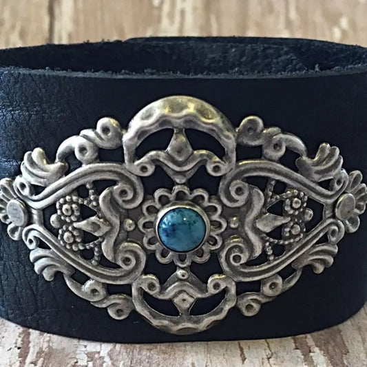 Buffalo Girls Filigree Silver & Turquoise Cuff