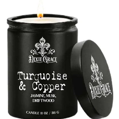 Dixie Grace Turquoise & Copper Handcrafted Candle