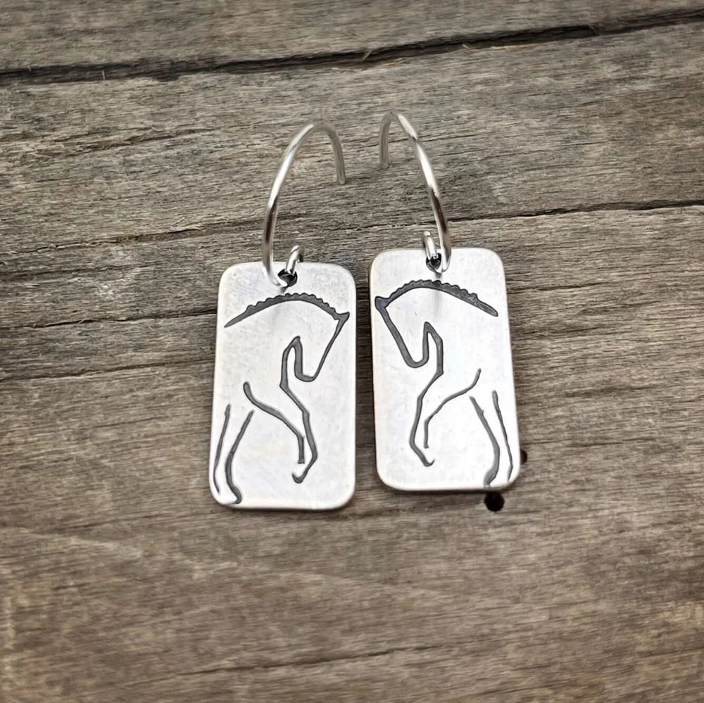 Daphne Lorna Handmade White Horse Earrings