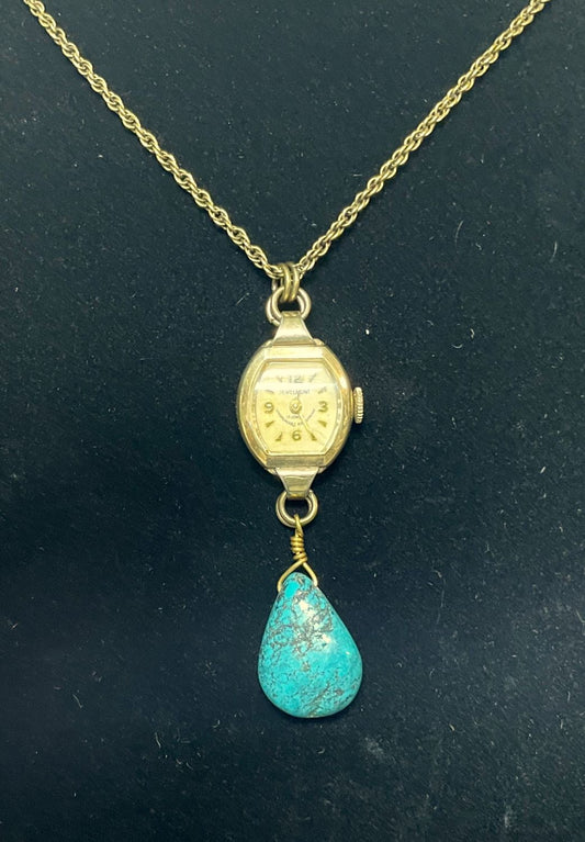 Antique Women’s Watch Turquoise Necklace