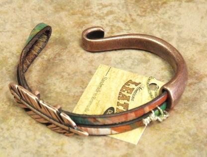 Montana Leather Size M Copper Plated Feather Bracelet