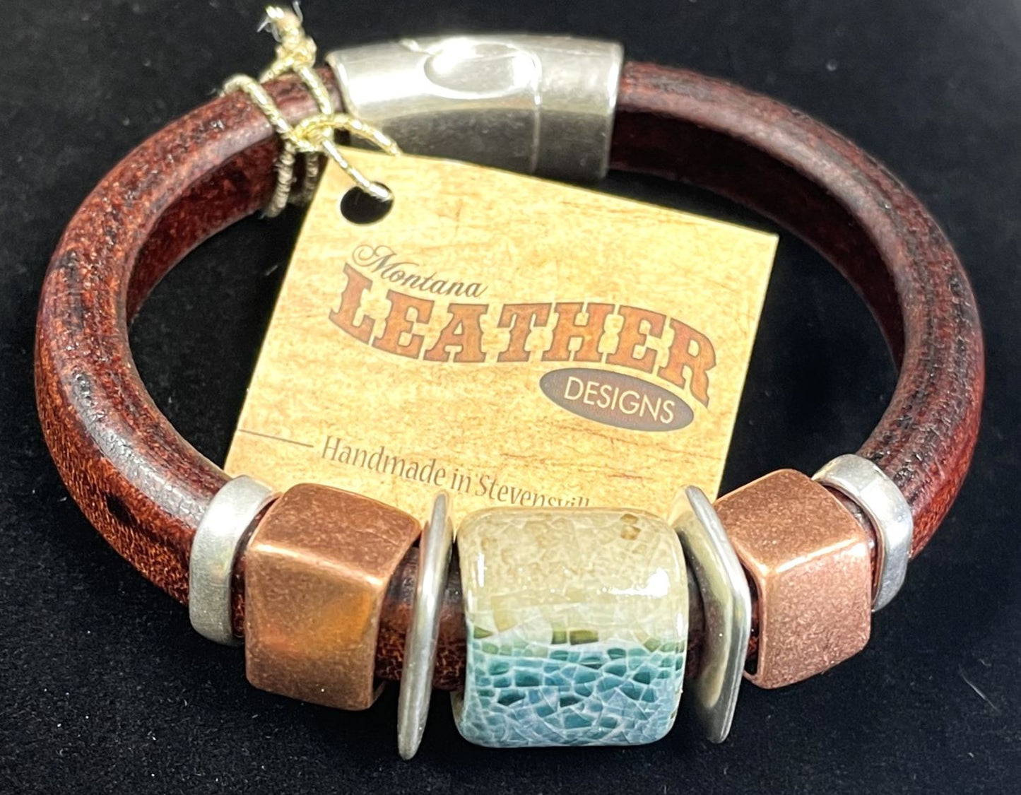 Montana Leather Size M Copper Rose Bracelet