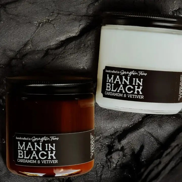 Seventh House Handcrafted Man In Black Candle