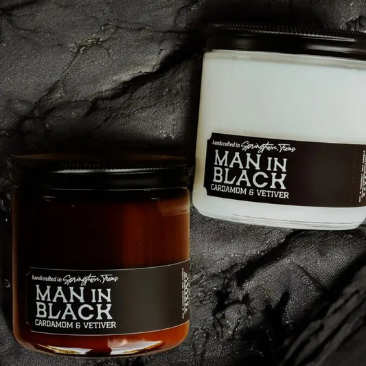 Seventh House Handcrafted Man In Black Candle