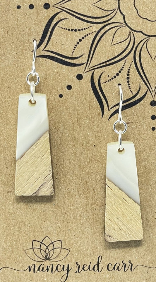 Wood/Resin Trapezoid Drop Earrings