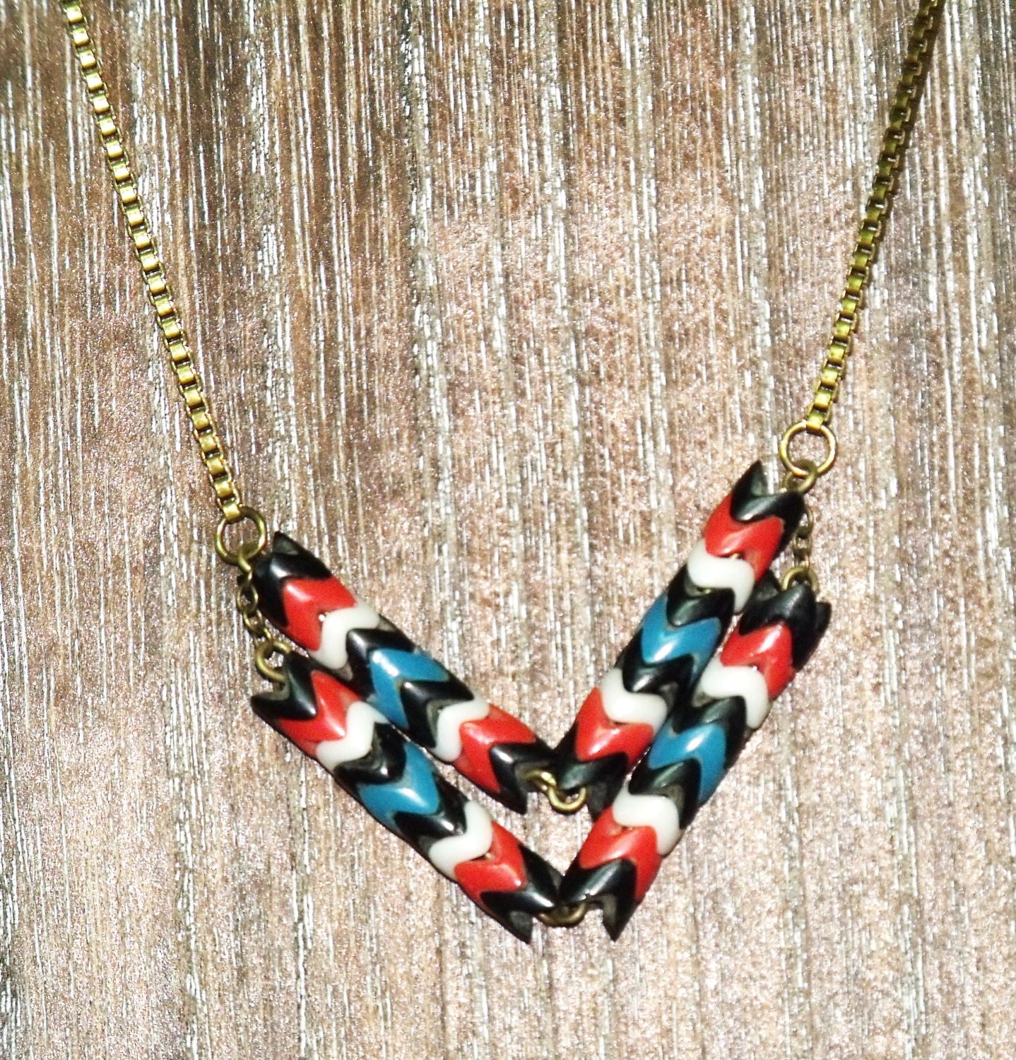 Astali Snake Glass Thunderbird Chevron Necklace