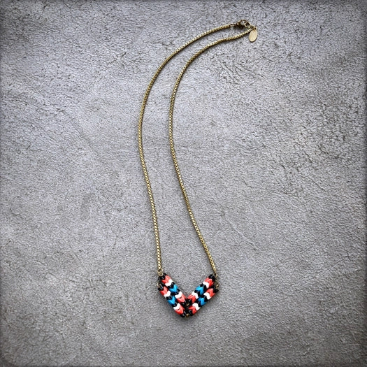 Astali Snake Glass Thunderbird Chevron Necklace