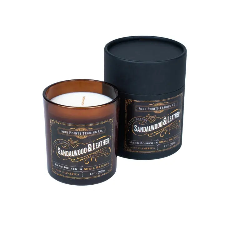 Four Points Trading Co. Sandalwood & Leather 8 oz Soy Candle