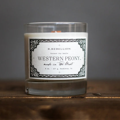 R. Rebellion 8 oz Handcrafted Western Peony Candle