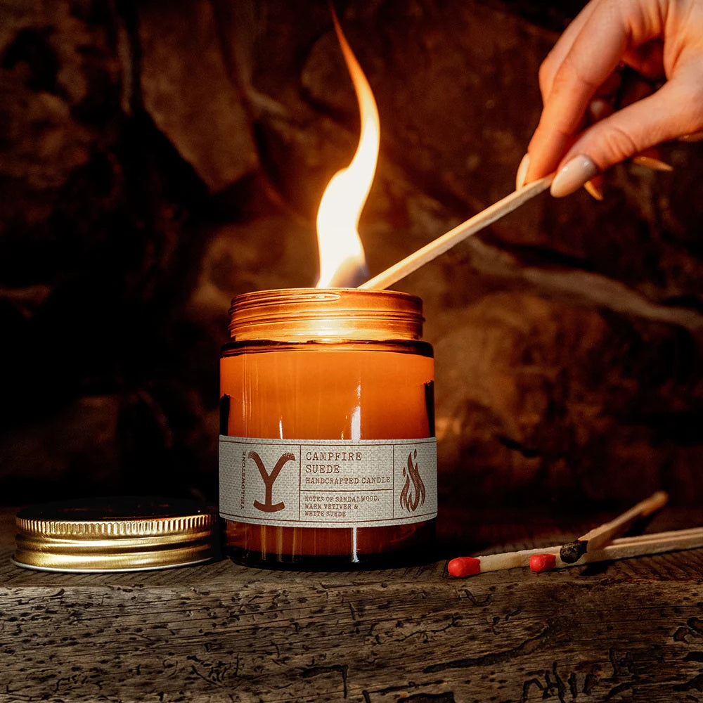 Yellowstone 8 oz. Handcrafted Campfire Suede Candle