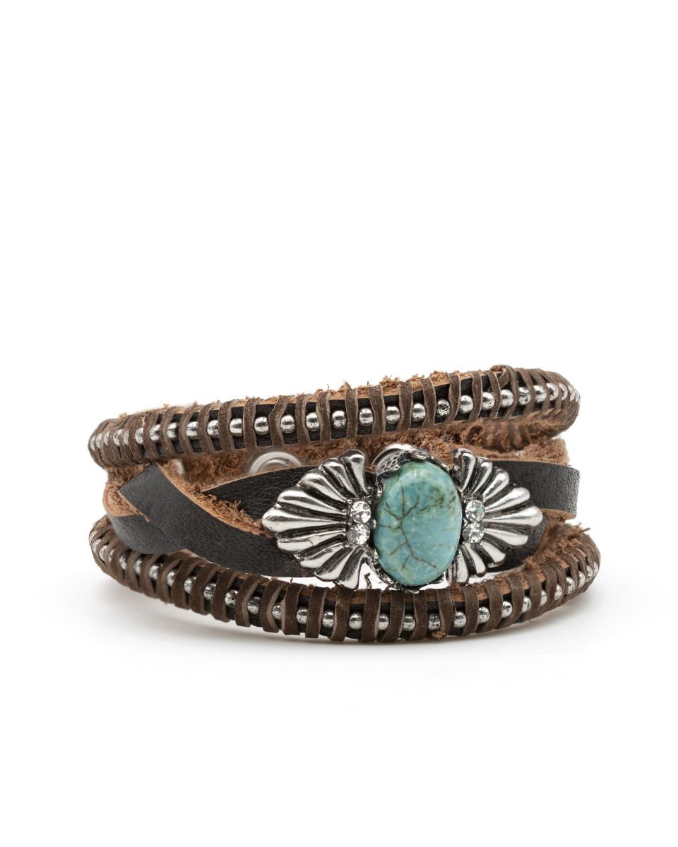 Confetti Cowgirl High Spirits Turquoise & Leather Cuff